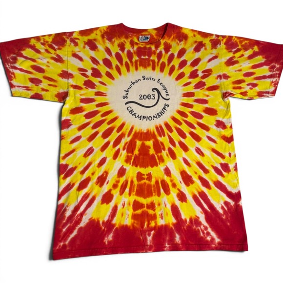 Banzai Other - Vintage 2003 Suburban Swim League Tie Dye T Shirt Banzai Red Yellow Large